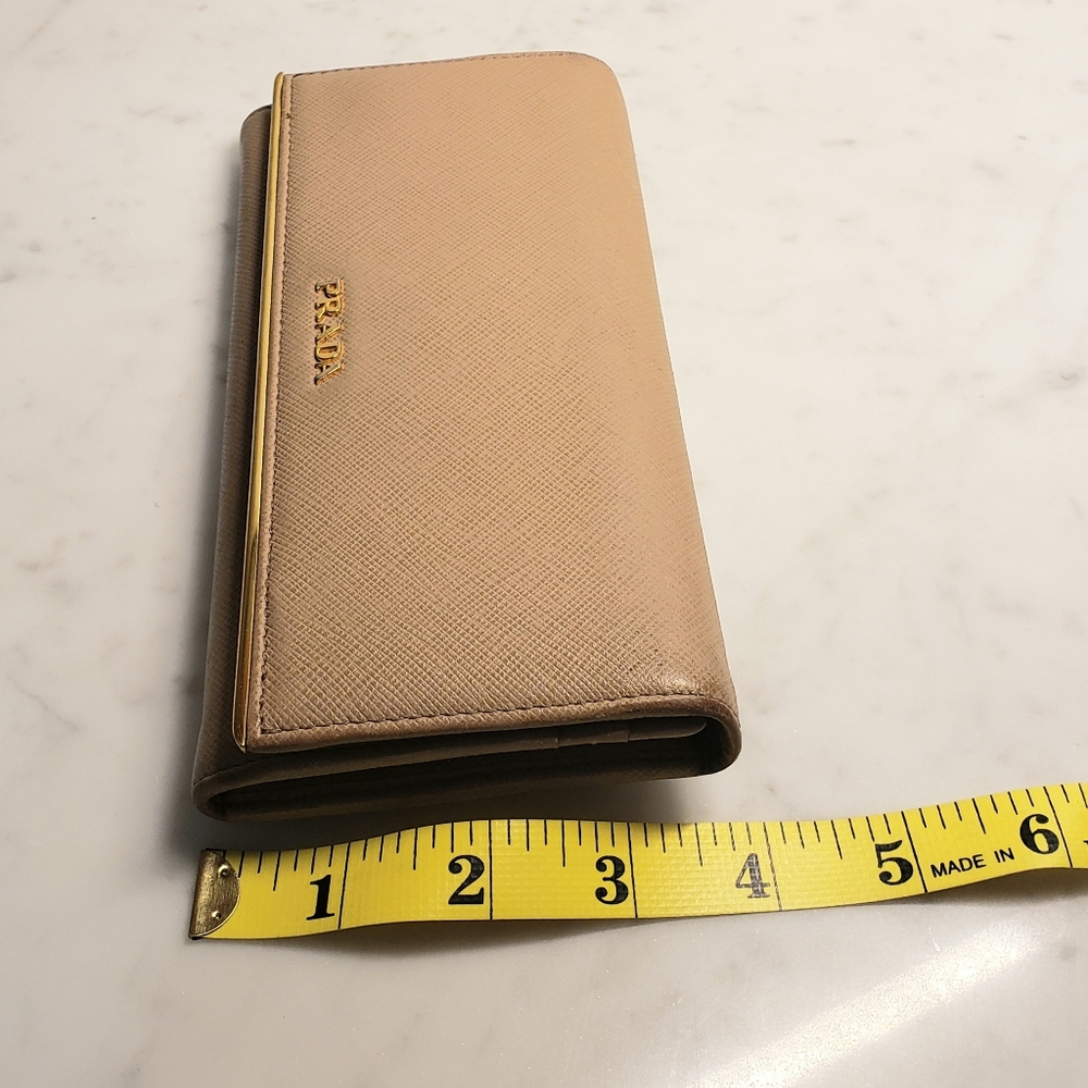 Prada Gold Bar Flap Wallet with Detachable Credit Card Holder - Picture 13 of 14